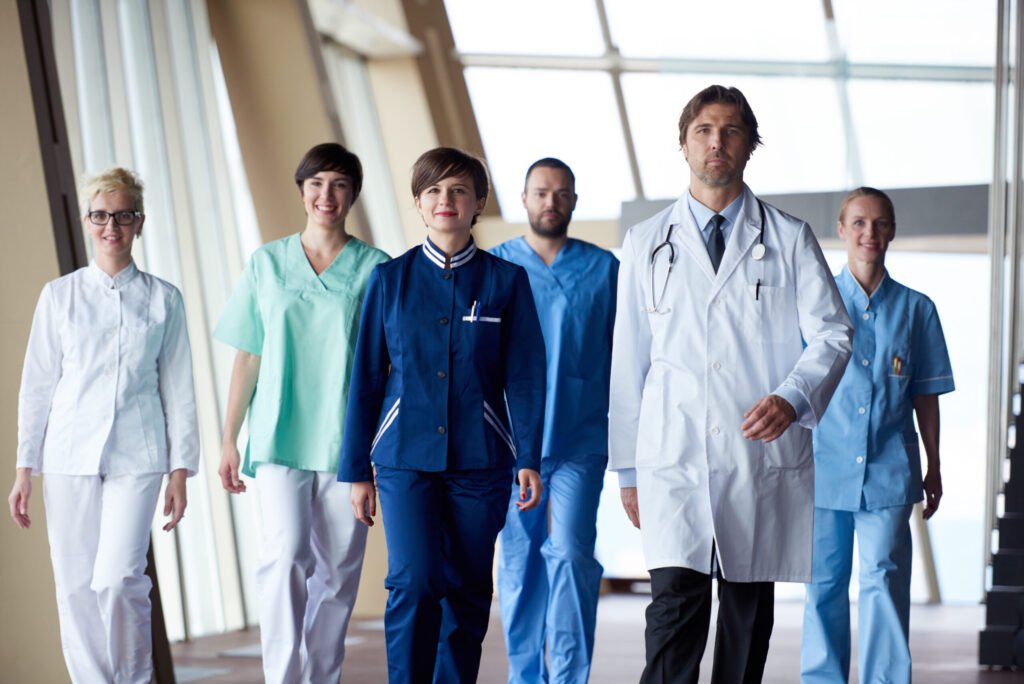 doctors team walking