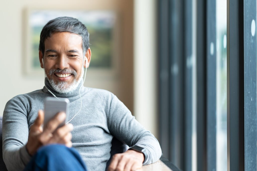 Portrait of attractive mature asian man retired with stylish sho